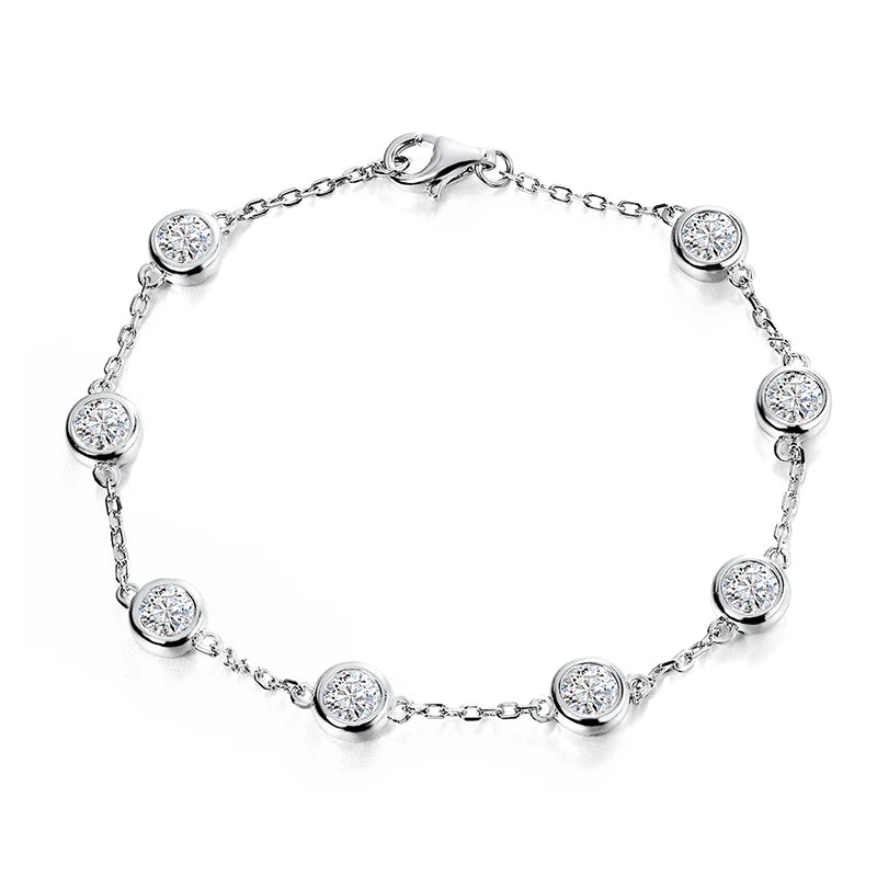 All Moissanite Tennis Bracelet 4mm 2.4ct Lab Diamond  925 Sterling Sliver D VVS