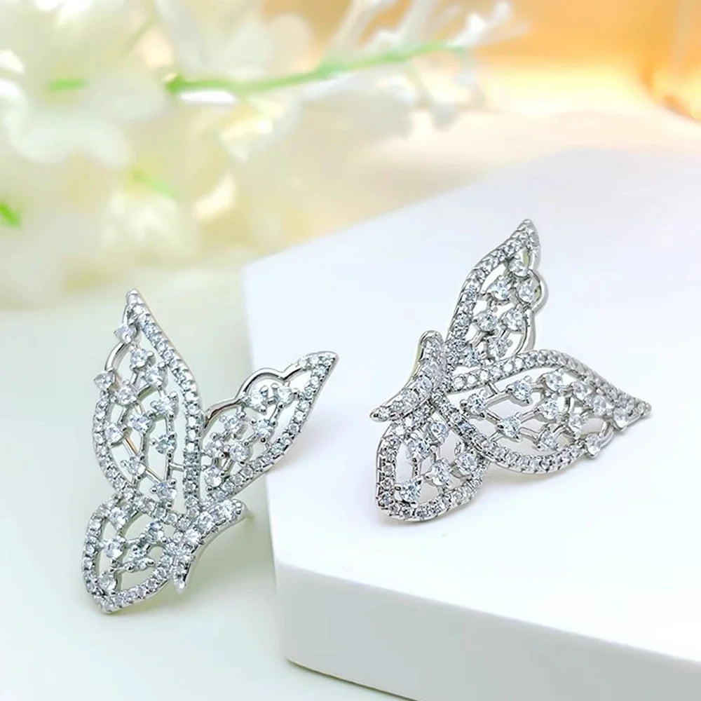 Moissanite Butterfly Stud Earrings