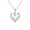 Girl Adult's Day White Gold 18K Necklaces 0.96CT Moissanite Diamond 9mm Pearl Heart Pendant Women PT950 Platinum Birthday Gift