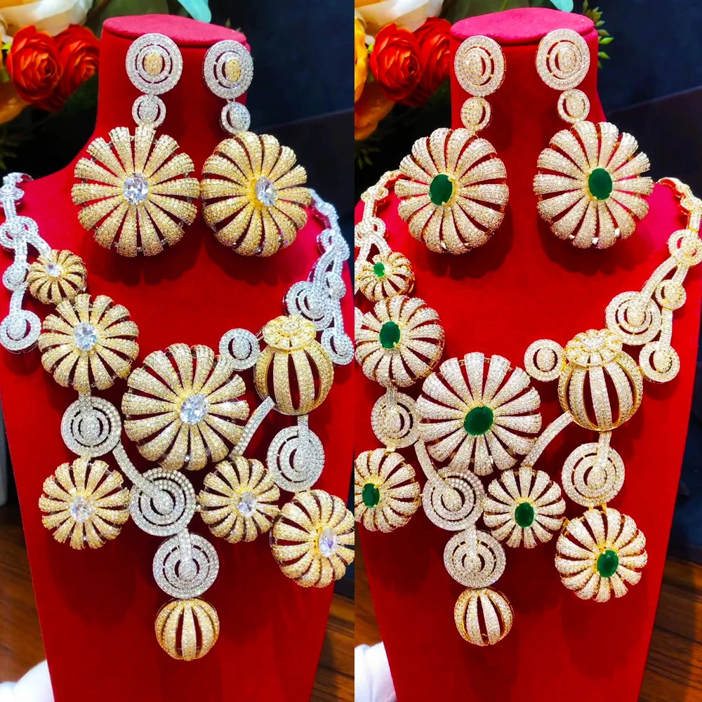 New Luxury Big Charm Flowers 4PCS  Jewelry Set