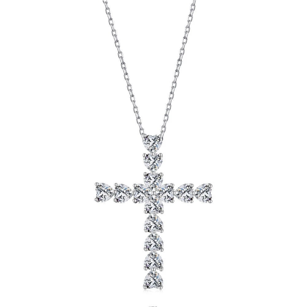 Moissanite Cross Pendant Necklace