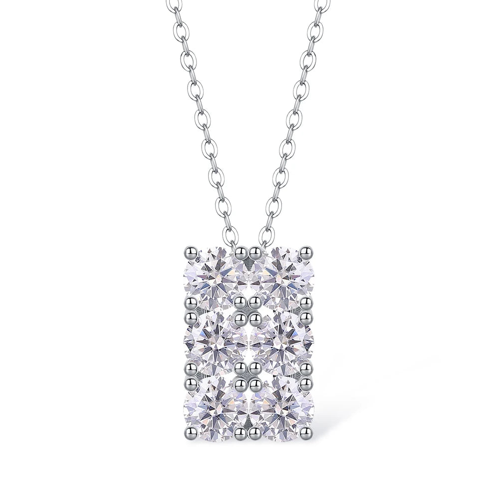 GRA Certified Full 4mm Moissanite Pendant Necklace for Women 18k Gold Plated Jewelry 100% Sterling Silver 925 Chain