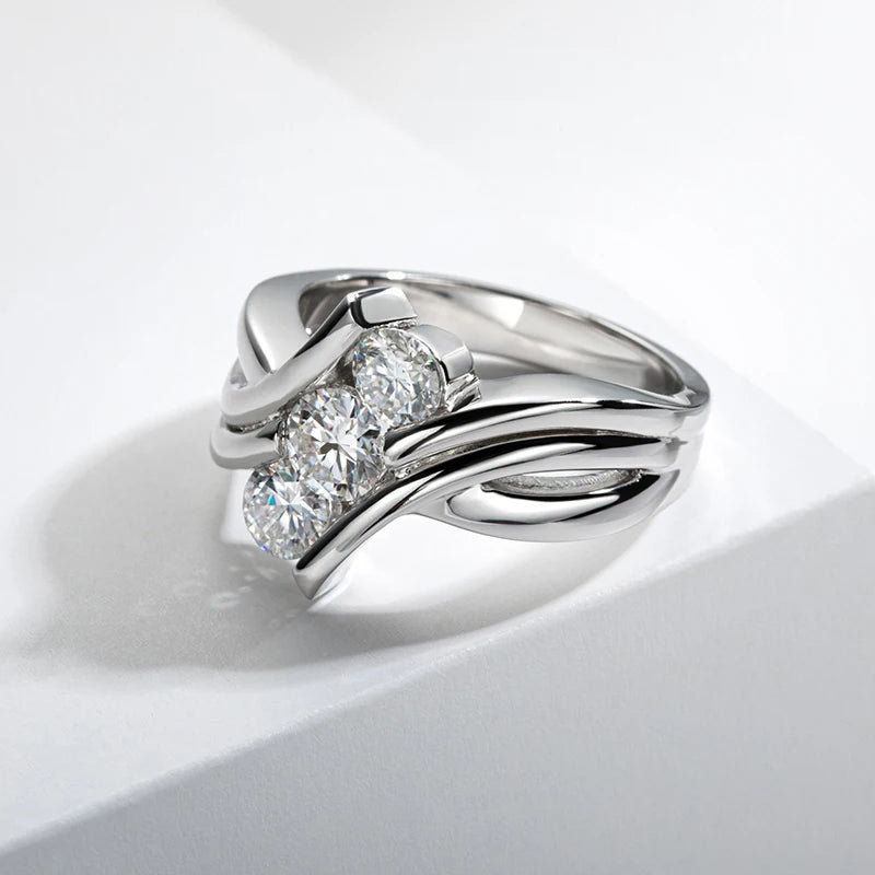 Moissanite Diamond Vintage Women Engagement Jewelry 925 Sterling Silver Female Wedding Rings 1.2 Carat