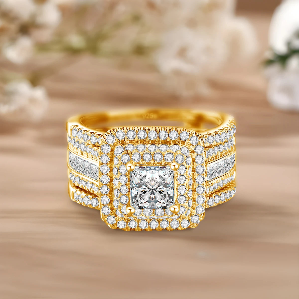 Moissanite Ring 1ct Luxury Jewelry 2PCS Wedding Rings With Certificate