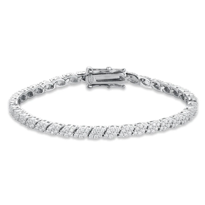 Full 1.2mm Moissanite Tennis Bracelet for Women Men S925 Silver with Plated 18K Gold Chain Party Engagement Bracelets