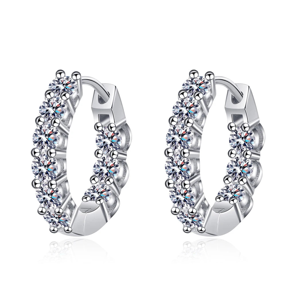 1.8ct Moissanite Hoop Earrings | 3mm D VVS1 Silver