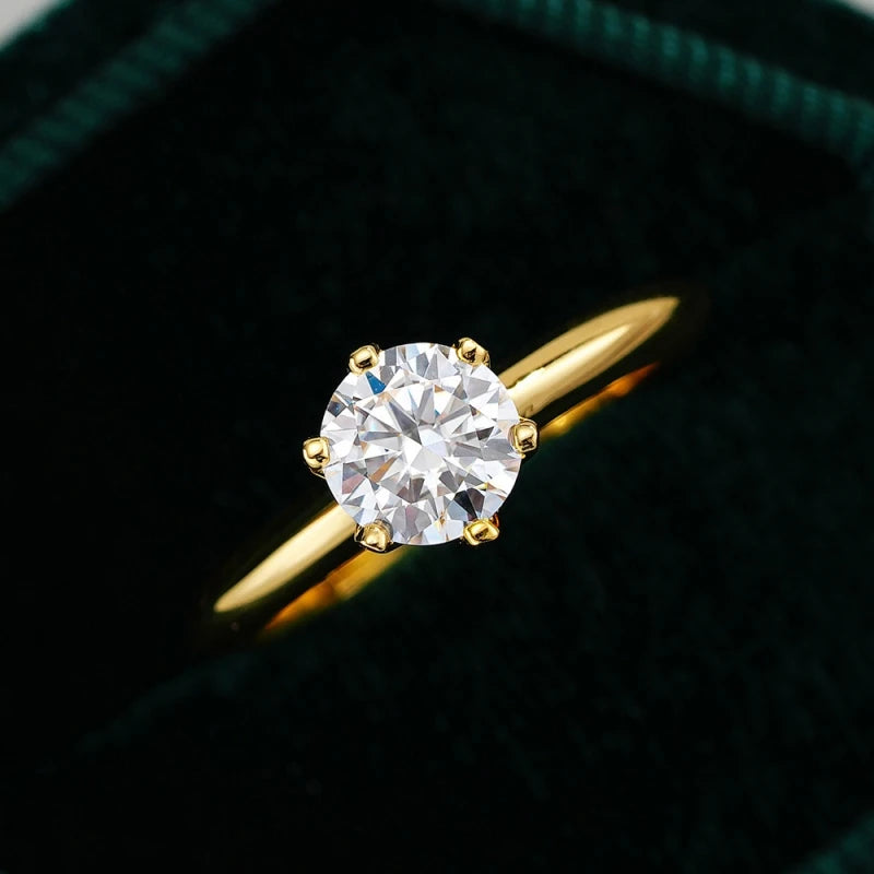 Classic Women Wedding Band 18K Gold Engagement Rings 1/2CT VVS1 D Color Moissanite Diamond Girl Birthday Gift Party Fine Jewelry
