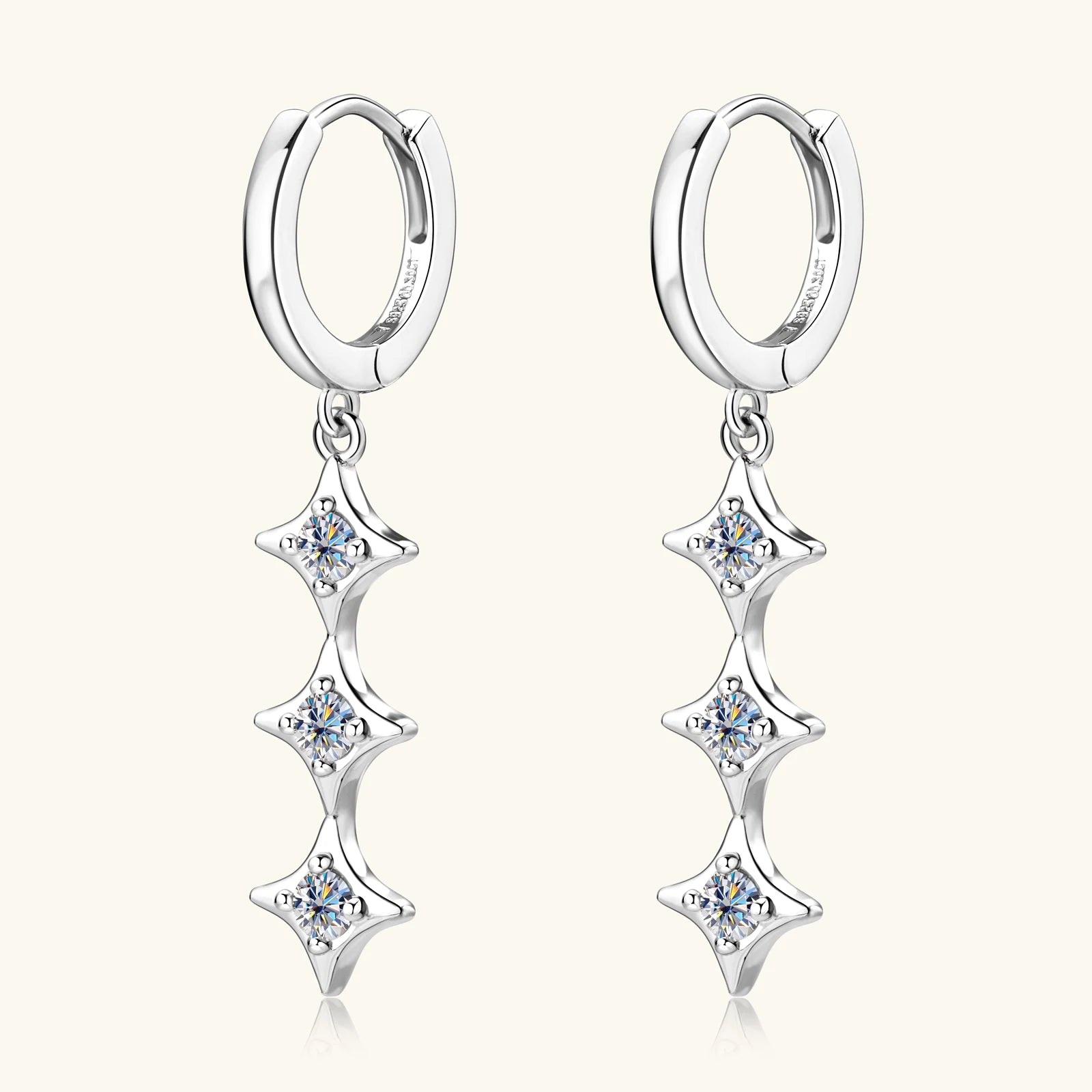 Moissanite Drop Earrings 925 Sterling Silver Long Dangle Earrings for Women Trendy Jewelry 18K Gold Plated