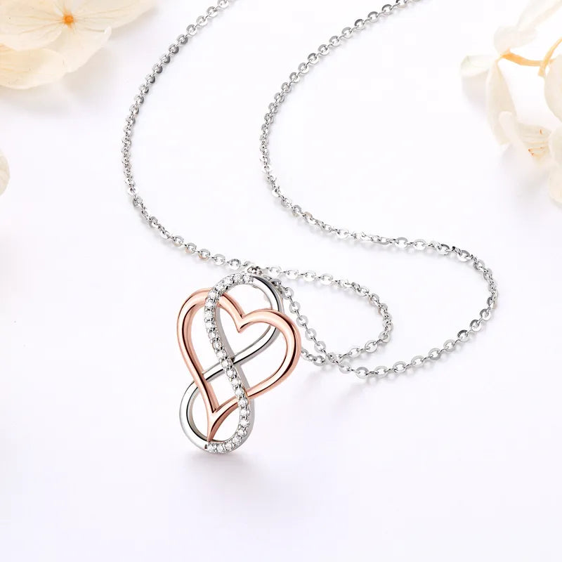 Moissanite Heart Infinity Pendant Necklace