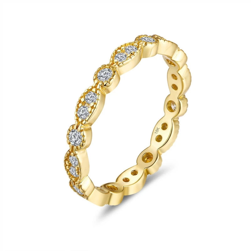 Daughter Birthday 18K Gold Rings Christmas Gift 0.13CT Moissanite Diamond Women Wedding Band Girl Valentine's Day Fine Jewelry