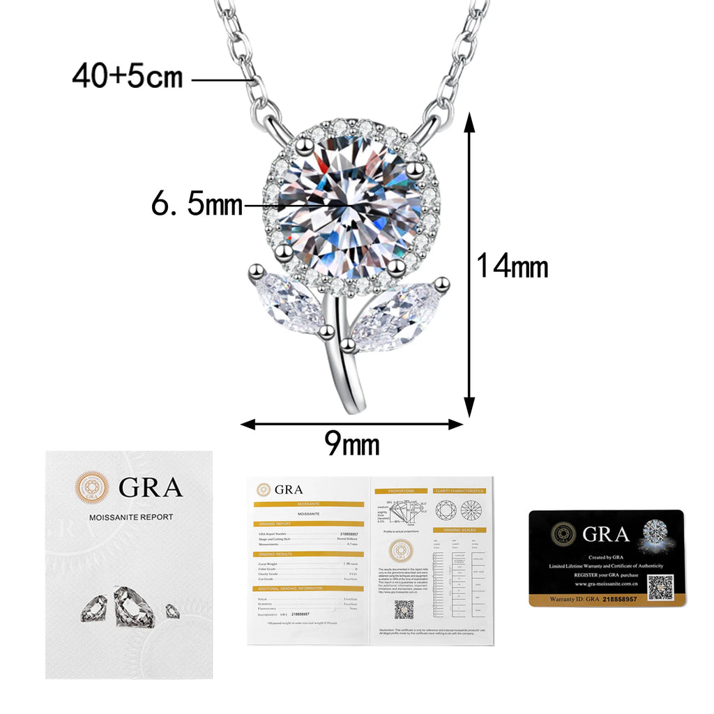 PT950 Sakura Cherry Necklace Japanese-inspired Moissanite Pendant Hypoallergenic Platinum Jewelry