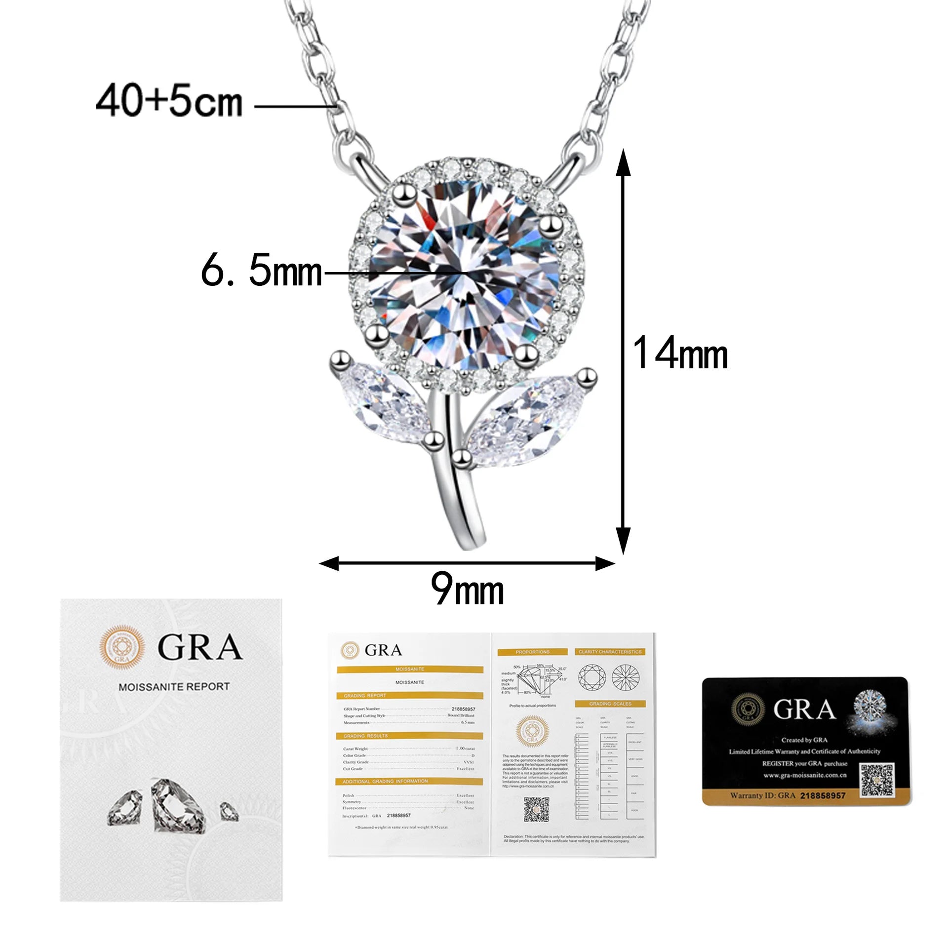 PT950 Sakura Cherry Necklace Japanese-inspired Moissanite Pendant Hypoallergenic Platinum Jewelry