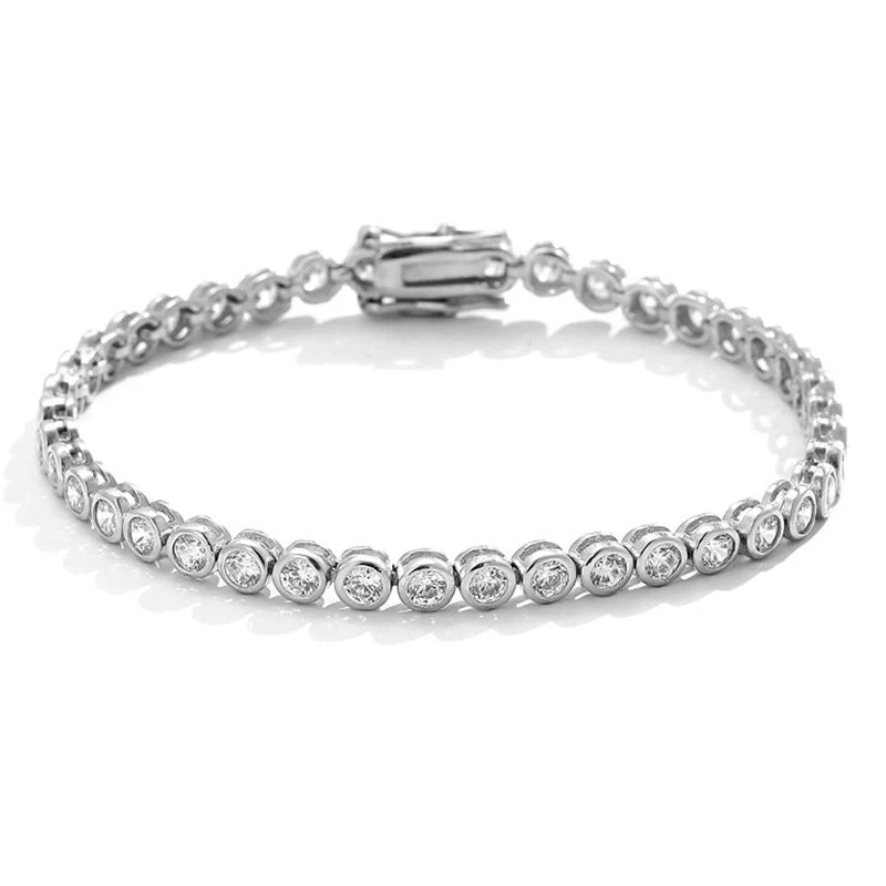 Full 3mm Round Moissanite Tennis Bracelet Diamond 925 Sterling Silver with Gold Plated Bracelets For Women