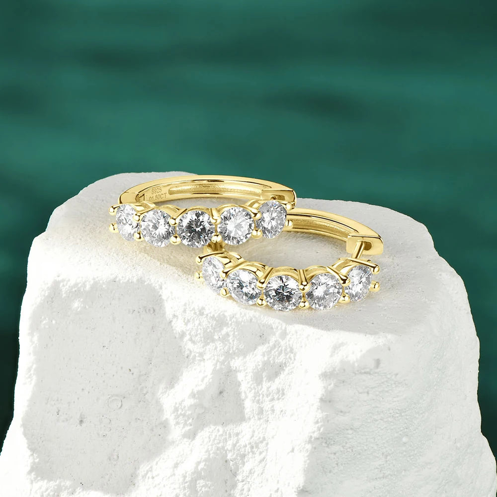 4mm GRA Certified Moissanite Hoop Earring Huggie Hoops 925 Sterling Silver Earrings for Women Bride Wedding  Jewelry