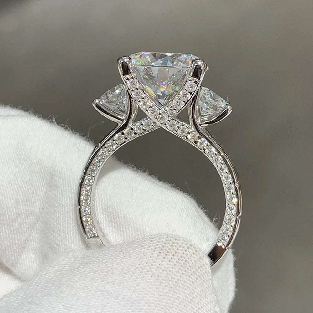 8ct D Color Moissanite Rings for Women Wedding Bridal 100% S925 Sterling Silver Eternity Rings Plated 18K