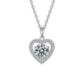 Women Valentine's Day 18K White Gold Wedding Necklaces 1CT Moissanite Diamond Heart Pendant Girl Birthday PT950 Christmas Gift