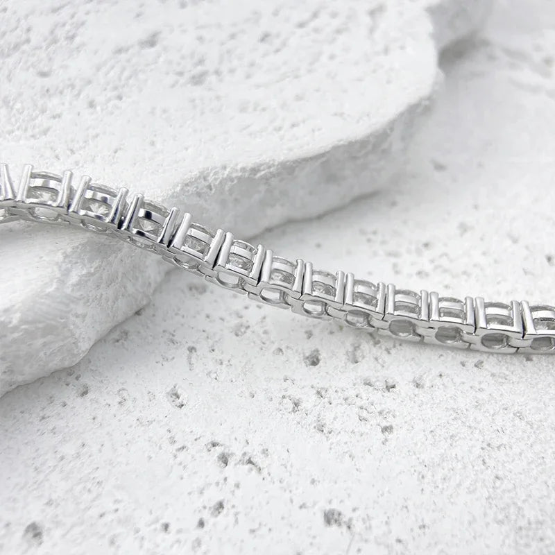 Moissanite Tennis Bracelet 3/4/5mm S925 Sterling Silver with 18k Gold Plated Bracelets for Women Man with Certification