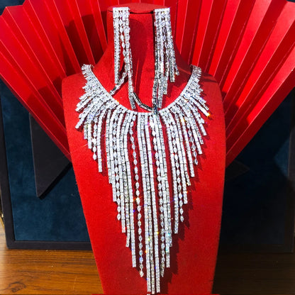 4PCS New Luxury Big Long Tassel Jewelry Set