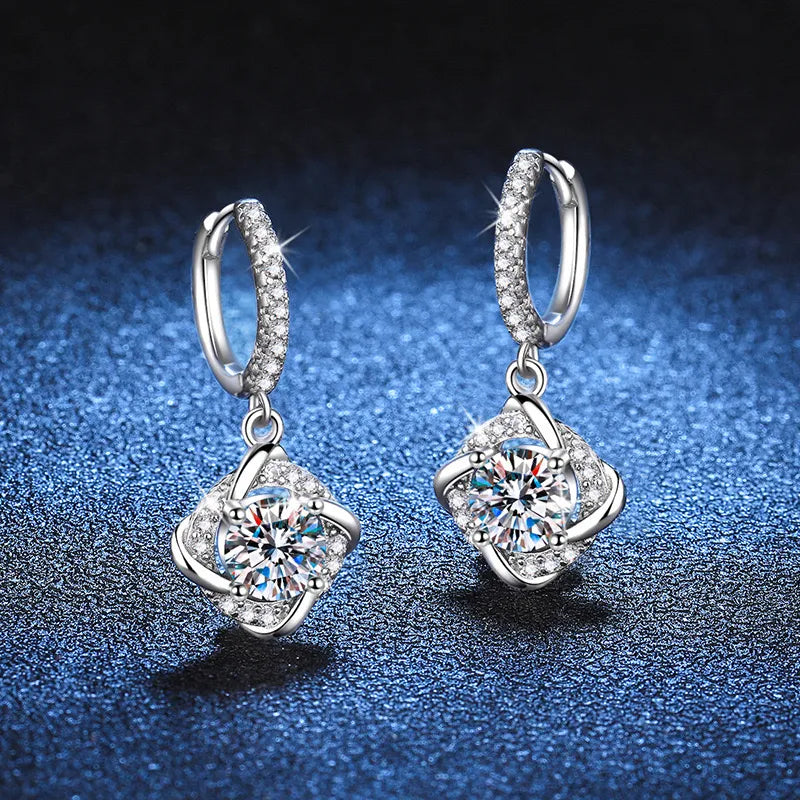 2ct  Moissanite  Huggie Drop Earrings