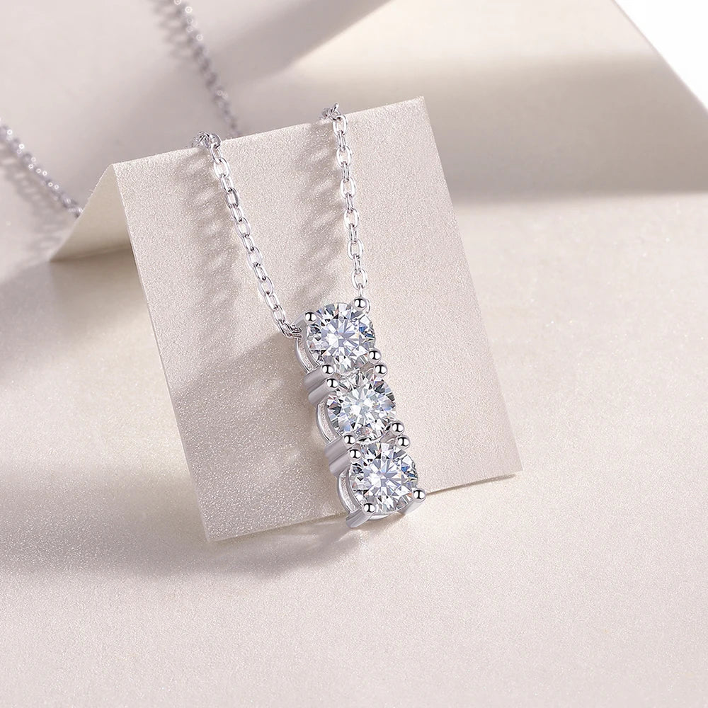 18K Plated GRA Certified Moissanite Pendant Necklace 5mm Lab Diamond Wedding Female Necklace 925 Silver Jewelry
