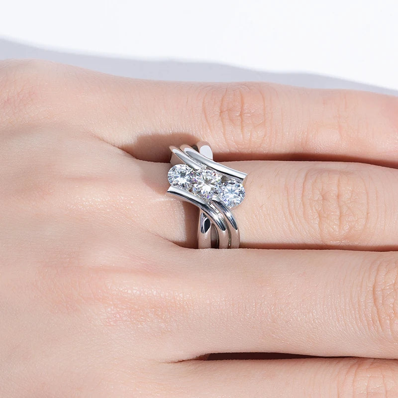 Moissanite Diamond Vintage Women Engagement Jewelry 925 Sterling Silver Female Wedding Rings 1.2 Carat