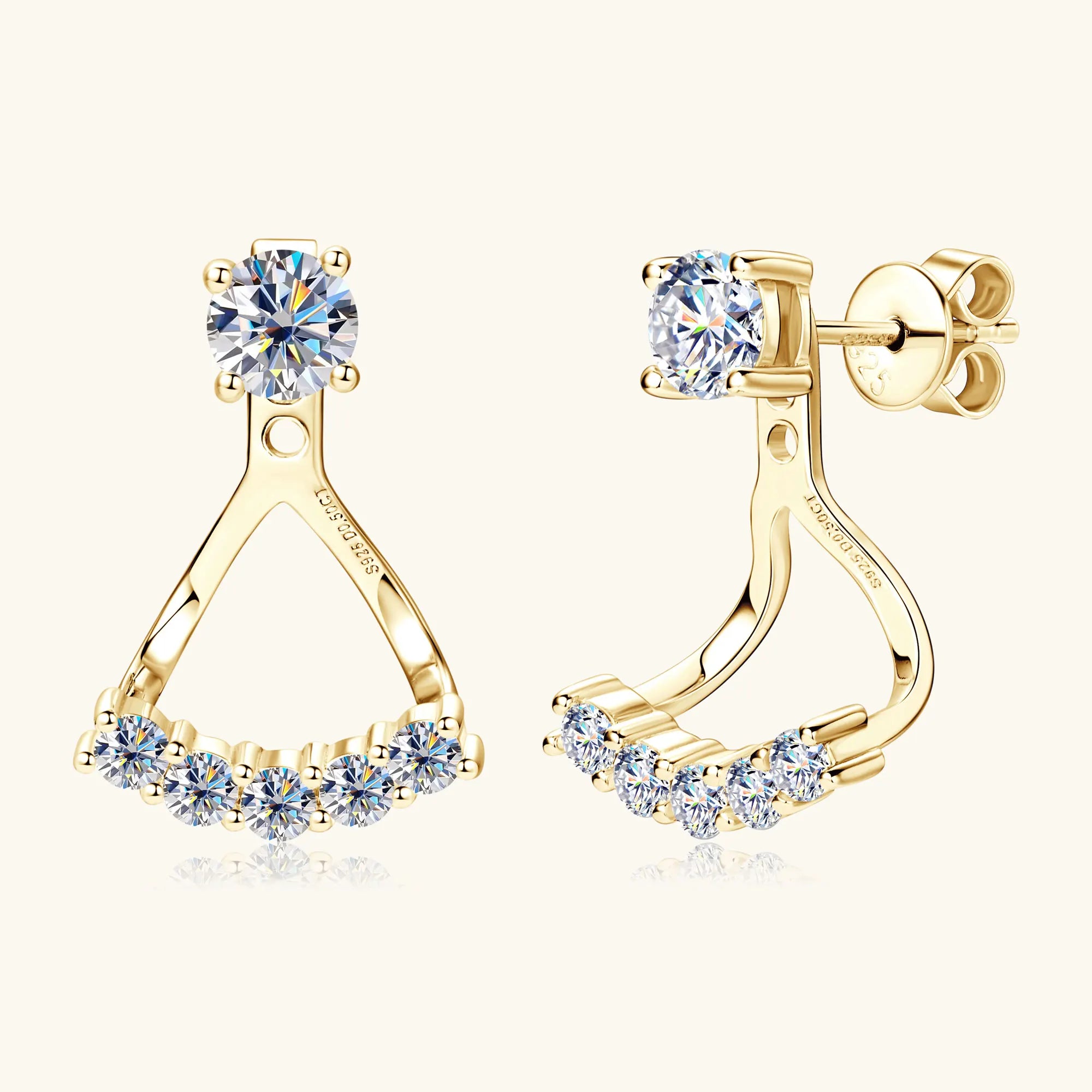 Stud Earrings for Women Sparkling Brilliant Cut Diamond 925 Sterling Silver 0.5CT Moissanite Ear Jewelry GRA Certified