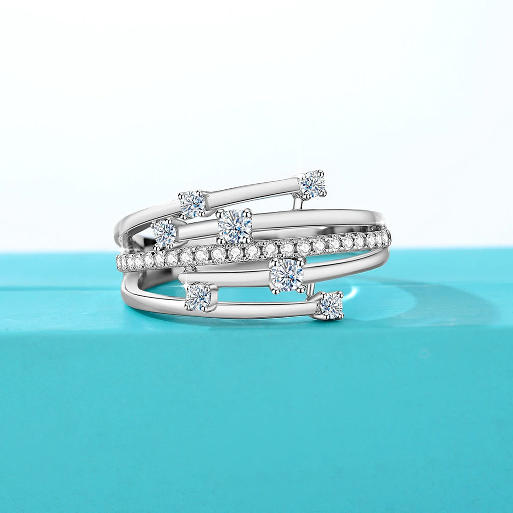 Moissanite Ring Eternity Wedding Band Solid 925 Silver
