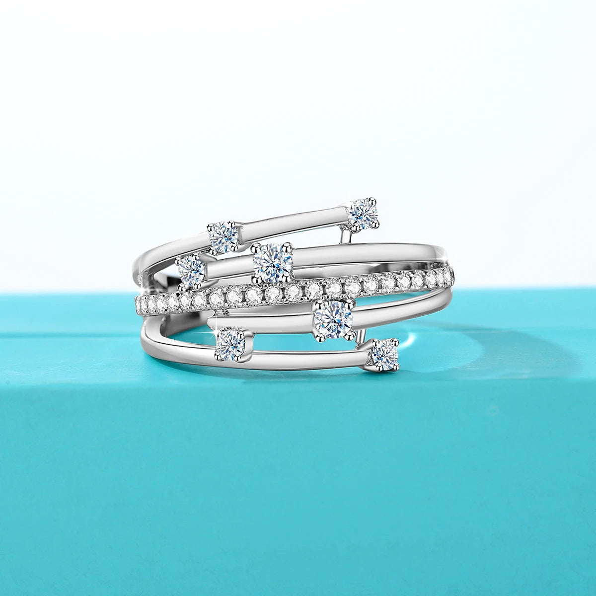 Moissanite Ring Eternity Wedding Band Solid 925 Silver