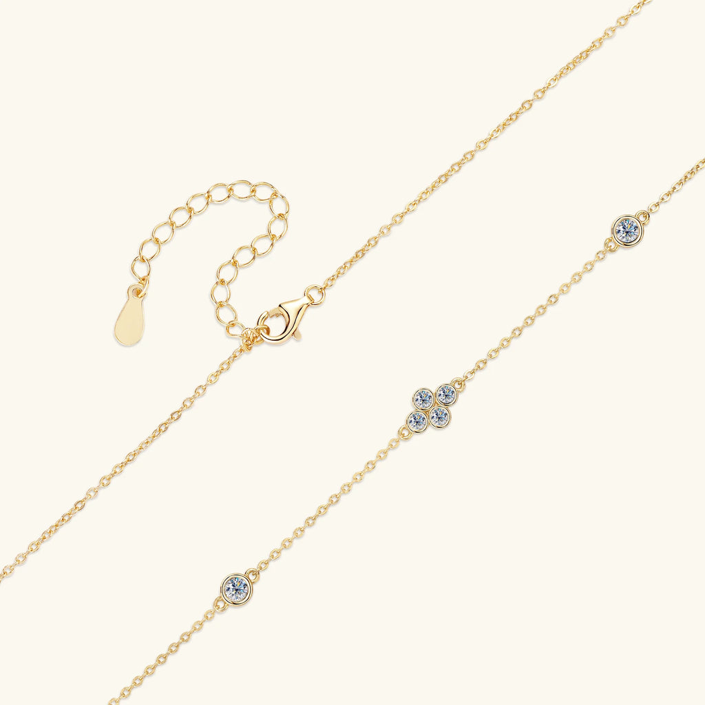 925 Sterling Silver Choker Necklaces 3mm Moissanite Clover Necklace for Women Neck Chain Female Jewelry Gift