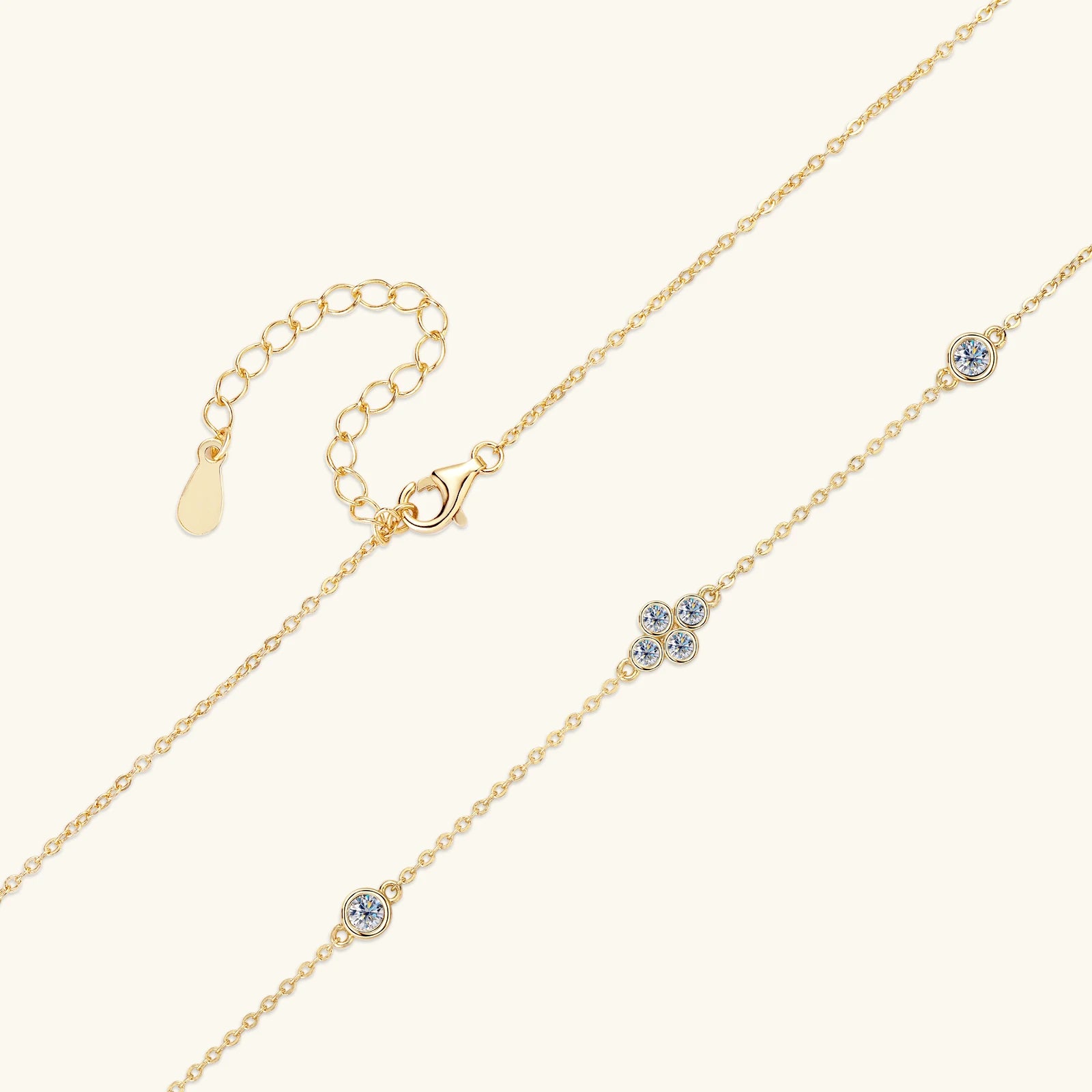 925 Sterling Silver Choker Necklaces 3mm Moissanite Clover Necklace for Women Neck Chain Female Jewelry Gift