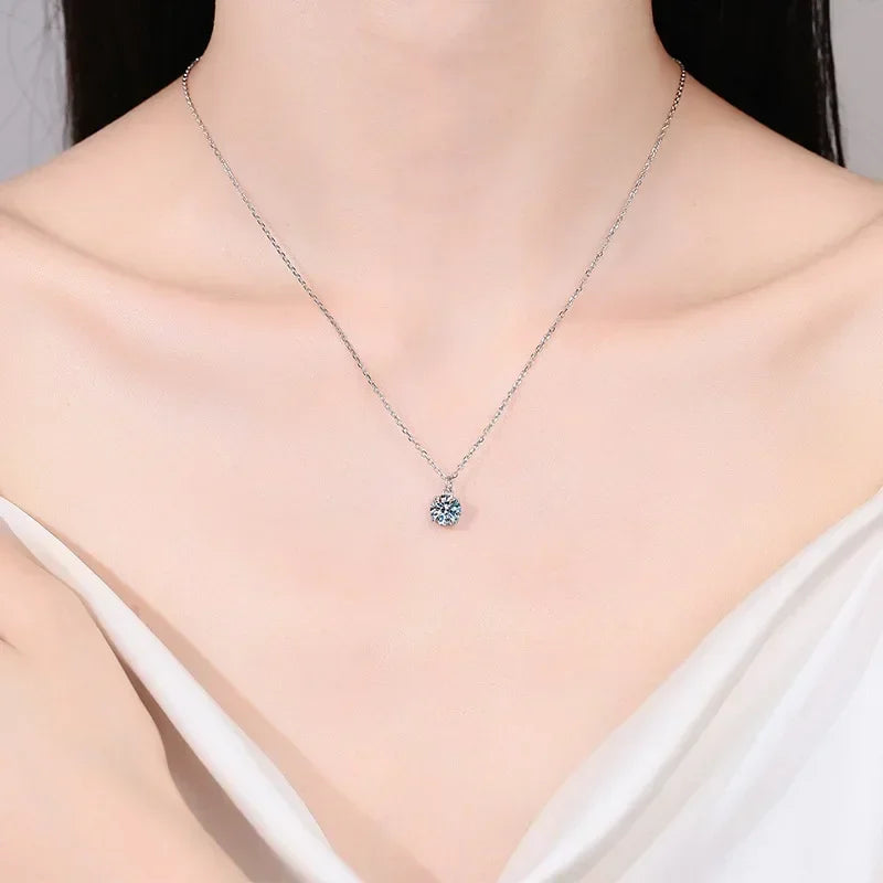 Daughter Birthday Gift 18K White Gold Girl Valentine's Day Necklaces 1CT Moissanite Diamond Women Wedding PT950 Platinum Jewelry