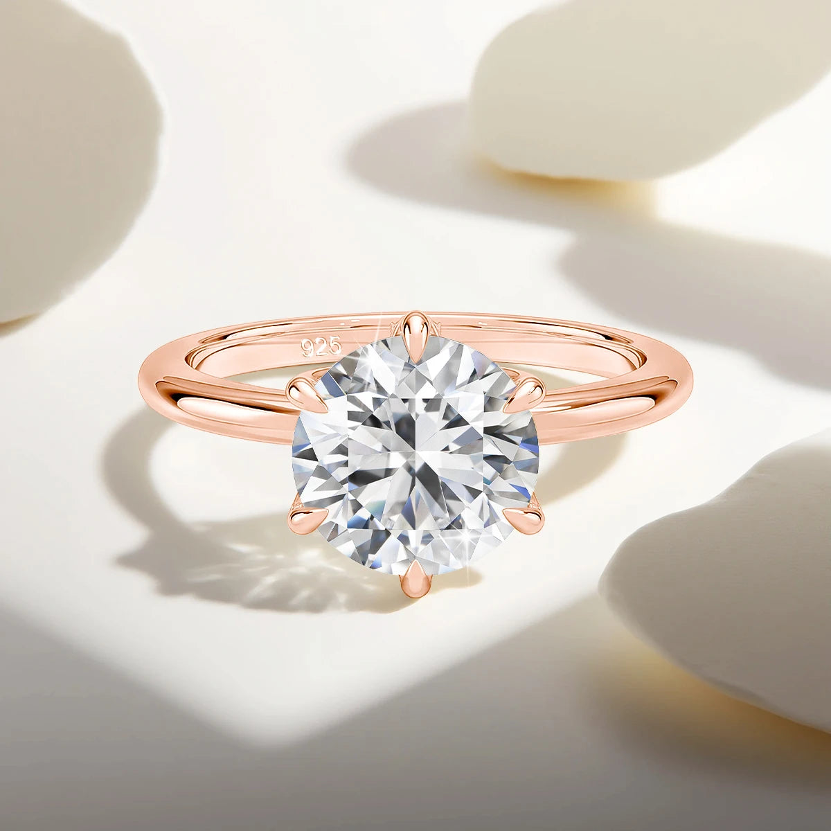 Gold Moissanite Ring Engagement Jewelry Promise Wedding Certified 14k