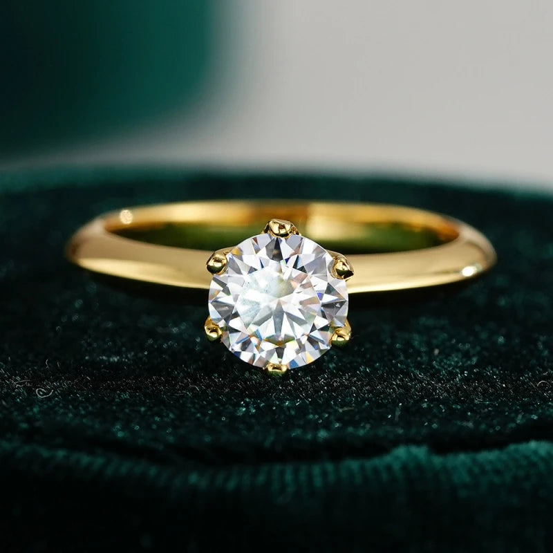 Classic Women Wedding Band 18K Gold Engagement Rings 1/2CT VVS1 D Color Moissanite Diamond Girl Birthday Gift Party Fine Jewelry