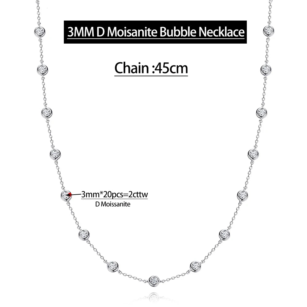Moissanite Bubble Necklace  4.5ct D for Women Gift Solid s925 Silver Sparkling Lab Diamond Gypsophila Necklace Jewelry