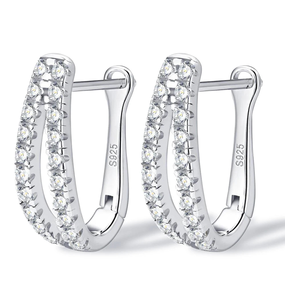 1.5mm Moissanite Hoop Earrings for Women 925 Sterling Silver 18K Gold Plated Earrings Classic Girls' Jewelry