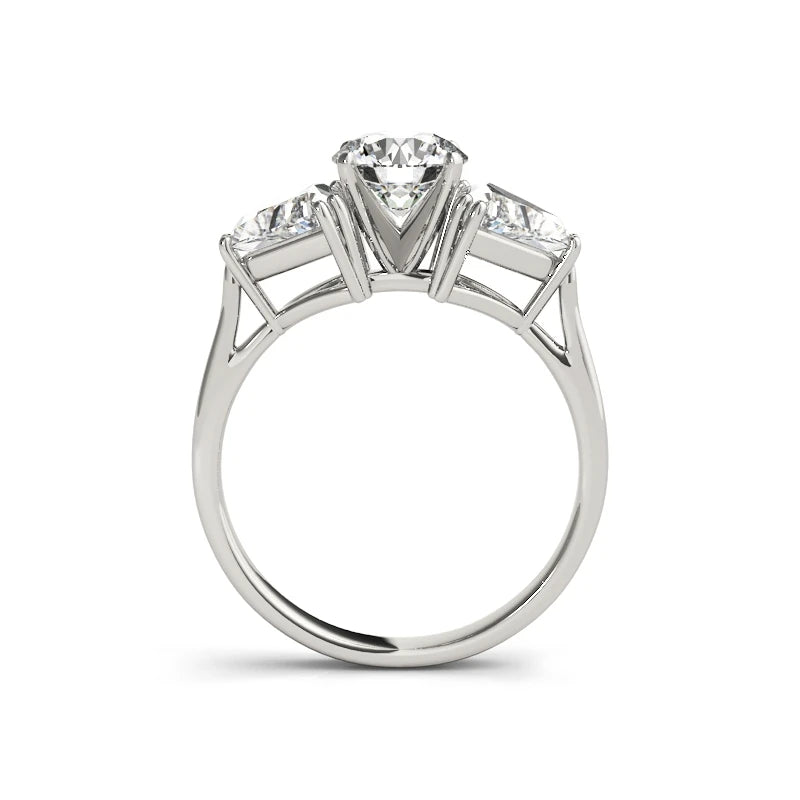 Round Cut 1 Ct Three Stone Moissanite Ring 925 Sterling Silver Women Engagement Wedding Band