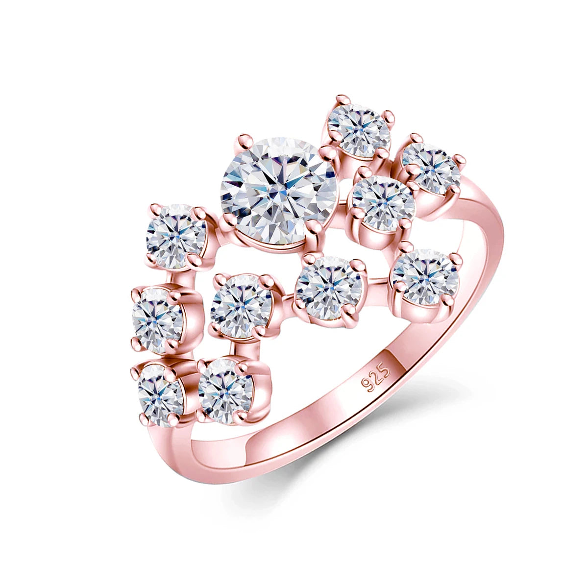 Full Moissanite Ring Woman Infinity Trend Jewelry For Engagement 1.5ct