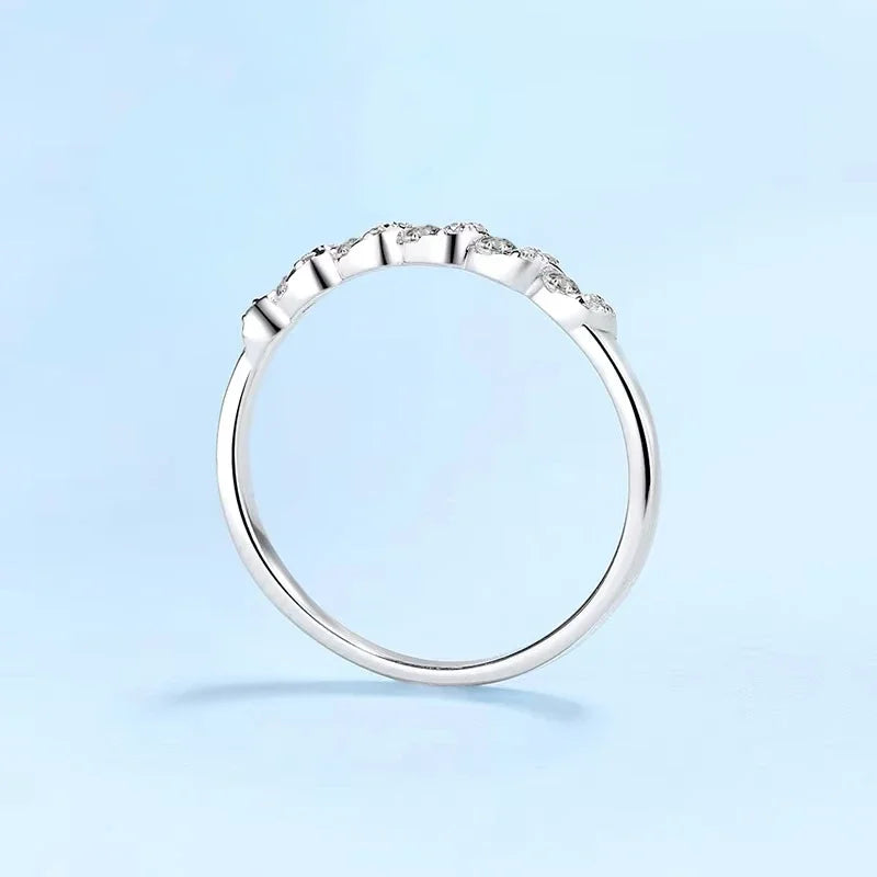 Daughter Birthday Gift 18K White Gold Women Wedding Band 0.198CT Moissanite Diamond Girl Friend PT950 Platinum Valentine's Day