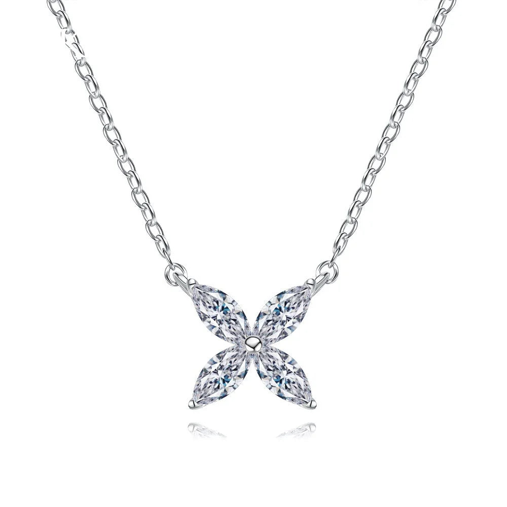 18k White Gold Pendant 1ct Diamond Moissanite Necklace for Women Luxury Four-leaf Clover Platinum Pt950 Pendant Fine Jewelry