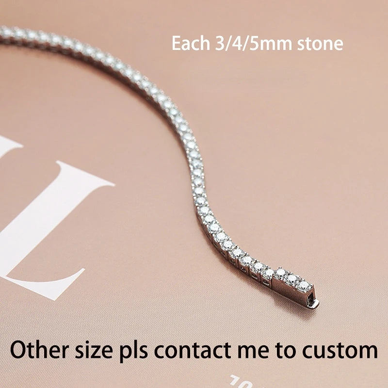 18k Plated 3-6.5mm Real Moissanite Tennis Bracelet for Women Spring Clasp S925 Sterling Silver Jewelry Men's Bracelet