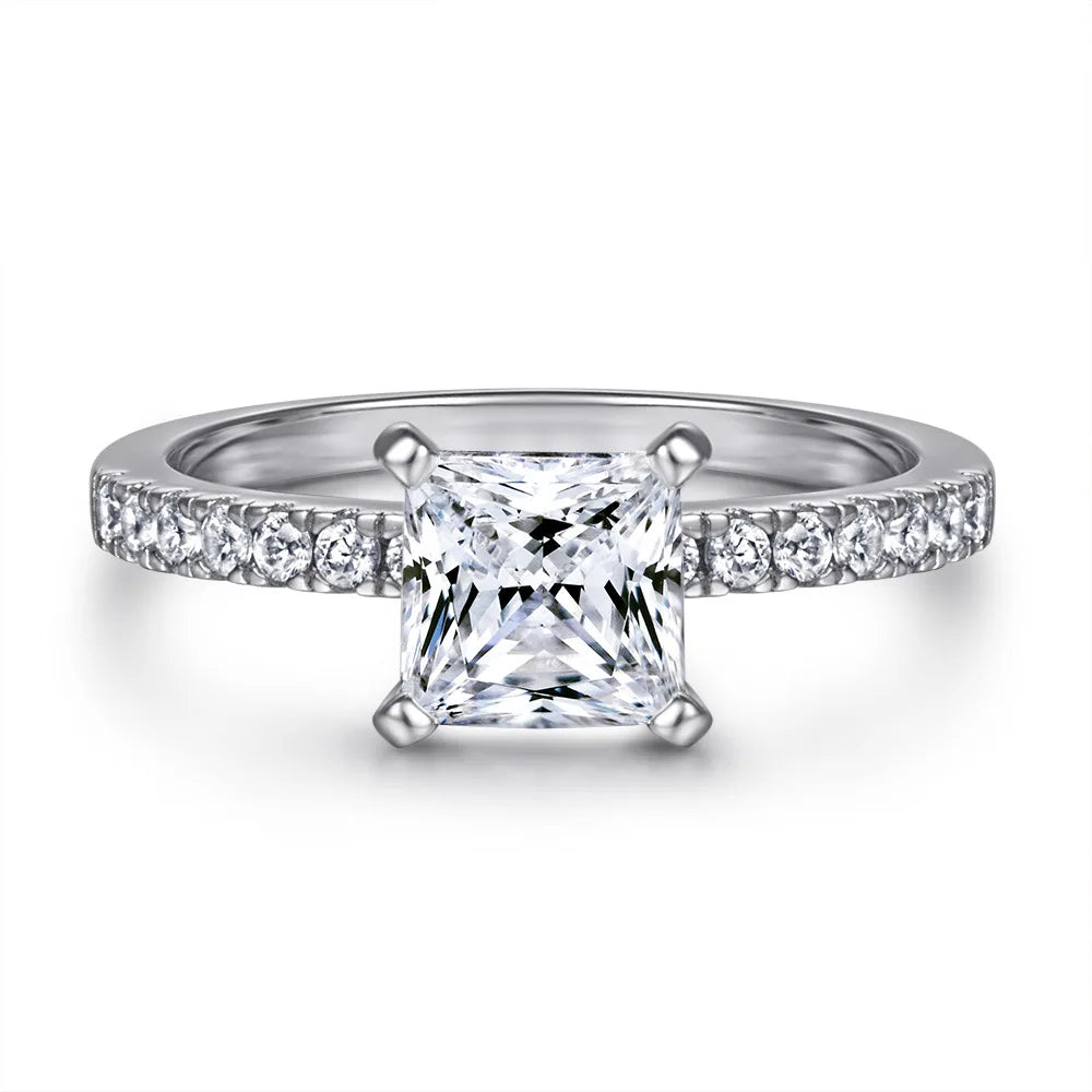 Princes Moissanite Engagement Ring Women 925 Sterling Silver Wedding Rings 1.2 Carats