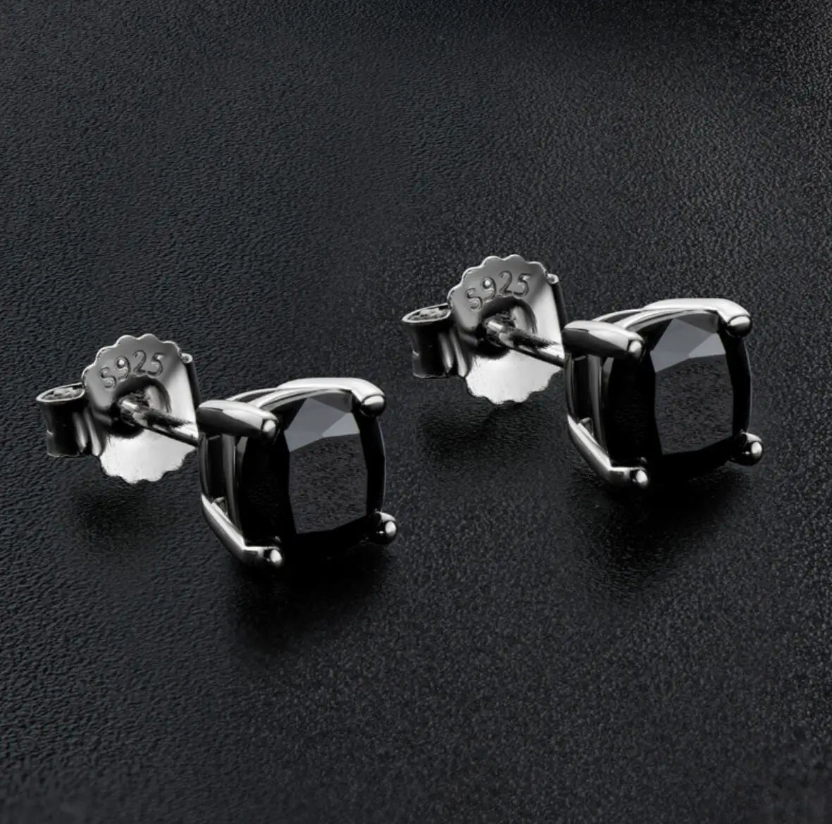 Princess Cut Black Moissanite Earring Certified Original 925 Silver 1 Carat Cushion Cut Diamond Stud Earrings for Men Women Gift