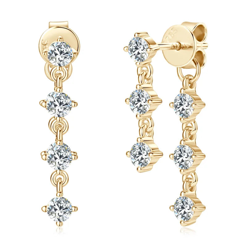 Moissanite Drop Earrings 925 Sterling Silver Tassel Chain Earring