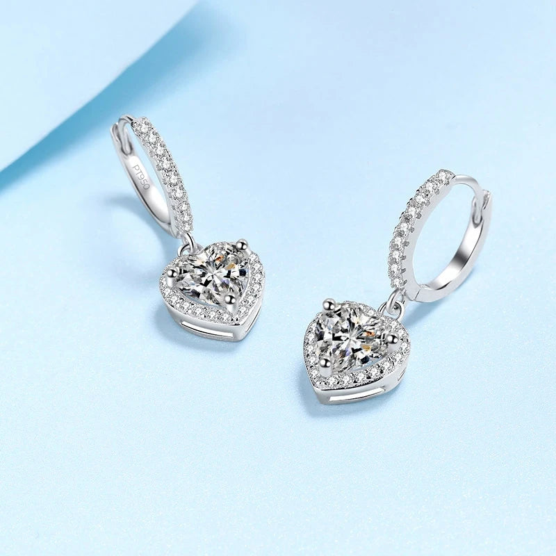 2ct Heart Moissanite Drop Earring