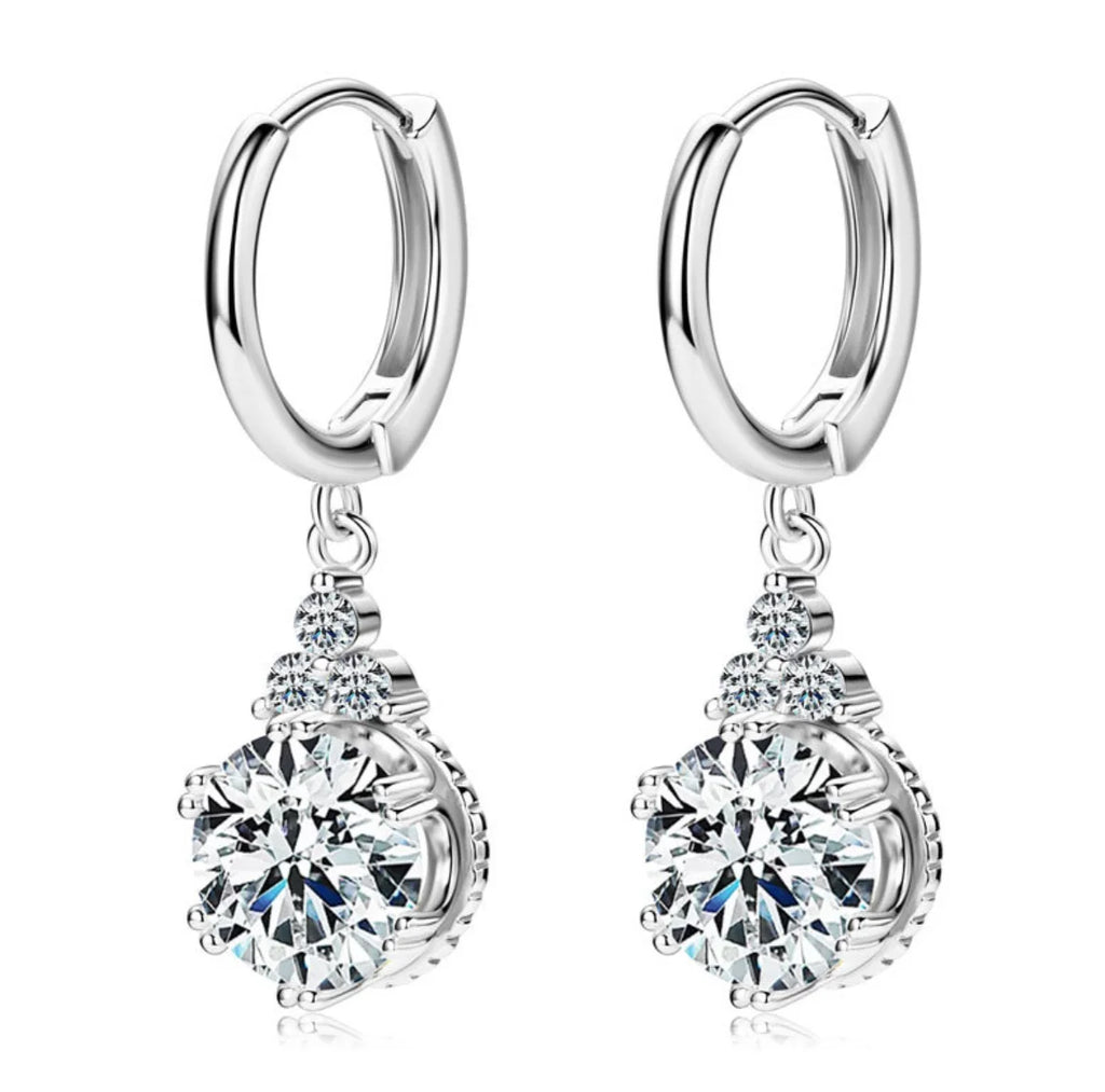Moissanite Drop Earrings For Women Sparkling Lab Diamond 1CT 2CT 18K Gold Plated 925 Sterling Silver Dangle Earring
