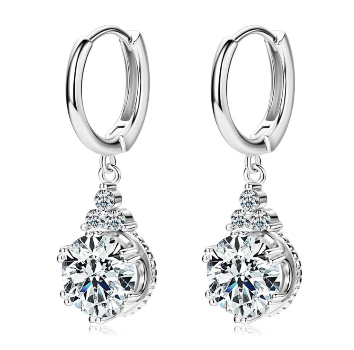Moissanite Drop Earrings For Women Sparkling Lab Diamond 1CT 2CT 18K Gold Plated 925 Sterling Silver Dangle Earring