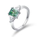 Moissanite Rings For Women 100% S925 Sterling Silver Plated 18K 6*8mm Green Radiant Cut