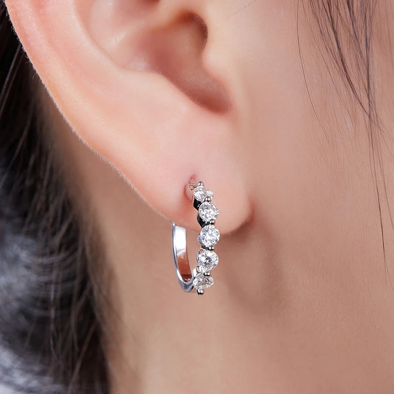 D-Color Round Moissanite Earrings 925 Sterling Silver Hoop Earring
