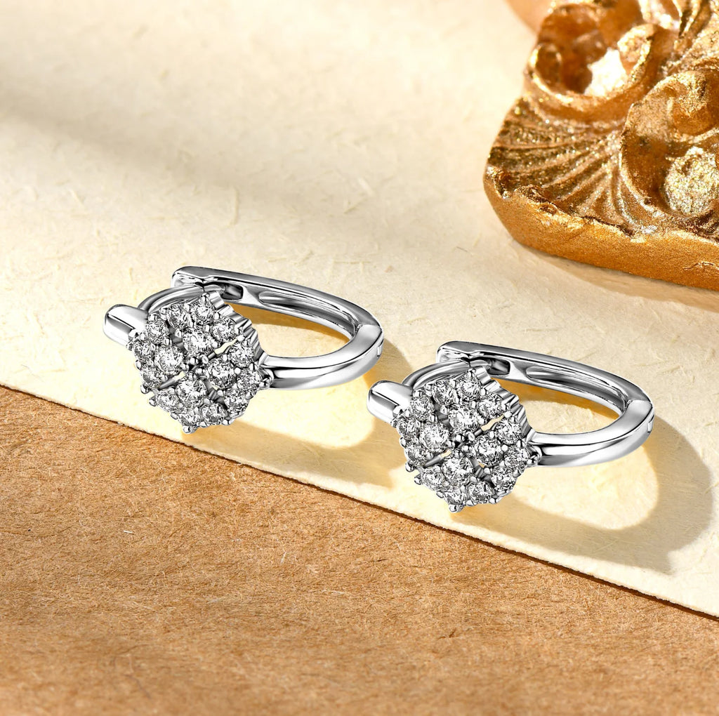 Hoop Earrings for Women 18K Real Gold Plated 925 Sterling Silver Hypoallergenic Earring Certified All Moissanite