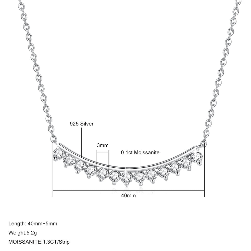 1.3ct Round Cut 3mm Moissanite Necklace For Woman Solid Silver 925